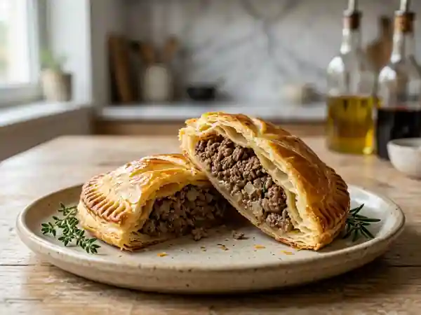 Chausson à la viande savoureux fait maison pour une personne - Photo de présentation