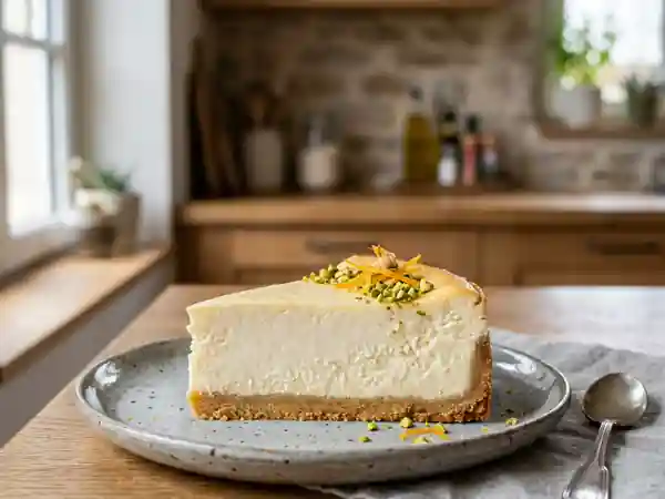 Cheesecake à la fleur d'oranger : dessert crémeux et parfumé - Photo de présentation