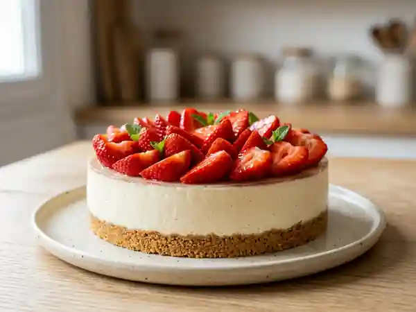 Cheesecake fondant aux fraises fraîches - Photo de présentation