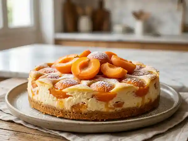 Cheesecake fondant aux abricots rôtis - Photo de présentation