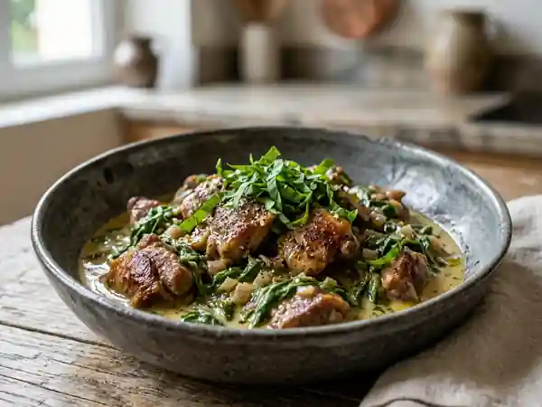 Sauté de chevreau fondant à l'oseille fraîche - Photo de présentation