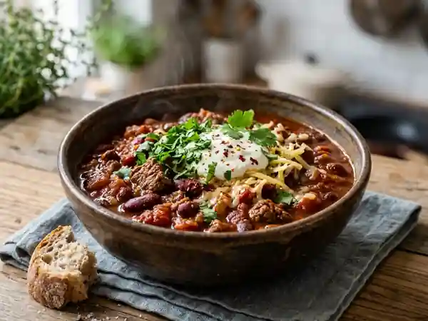 Chili con carne fondant et boeuf épicé - Photo de présentation