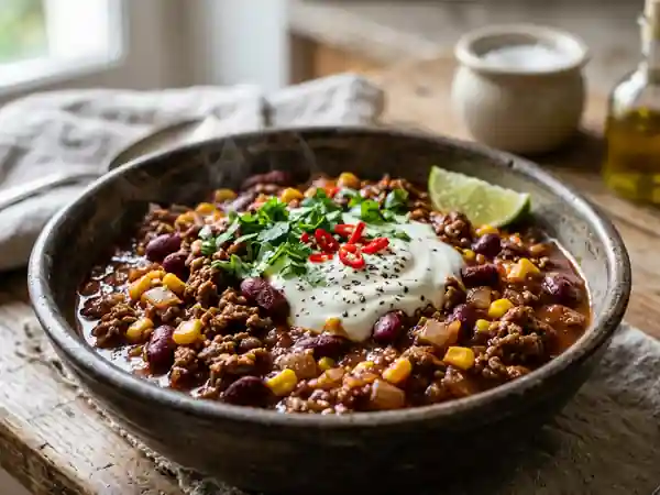 Chili con carne fondant et épicé - Photo de présentation