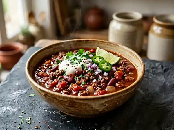 Chili con carne fondant et épicé - Photo de présentation