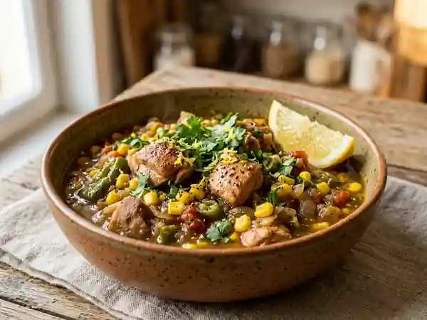 Chili Verde au Poulet Citronné et Maïs : Recette Savoureuse et Facile - Photo de présentation