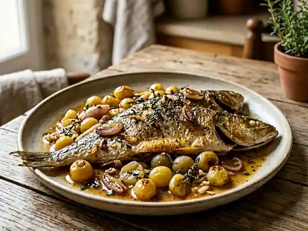 Chinchard rôti aux raisins et vin blanc - Photo de présentation