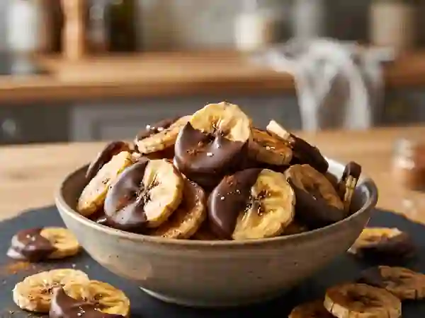 Chips de banane au chocolat noir - Photo de présentation