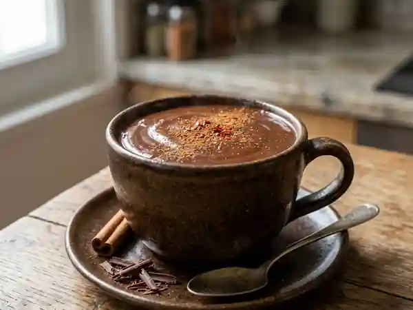 Chocolat chaud à l'espagnole onctueux et épicé - Photo de présentation