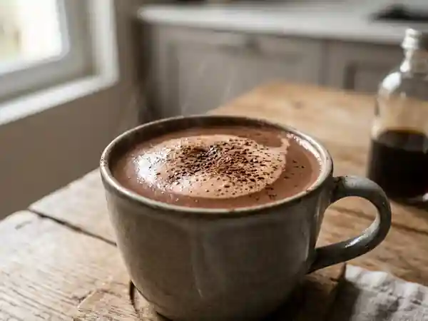 Chocolat chaud onctueux au chocolat en poudre - Photo de présentation