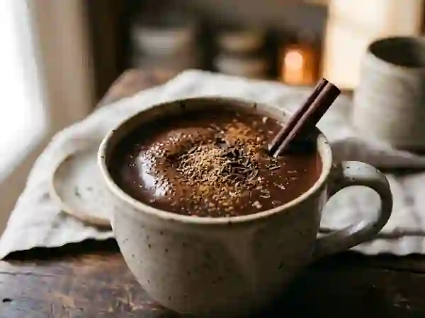 Chocolat chaud onctueux aux épices douces - Photo de présentation