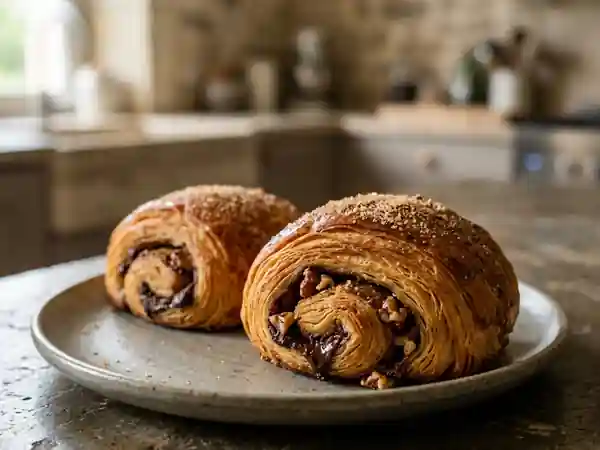 Chocolatine croustillante au chocolat et noix - Photo de présentation