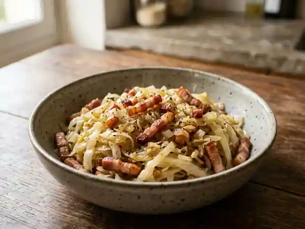 Chou blanc fondant et lardons croustillants - Photo de présentation