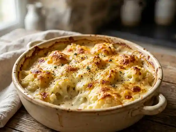 Chou-fleur à la belge, fondant et gratiné - Photo de présentation