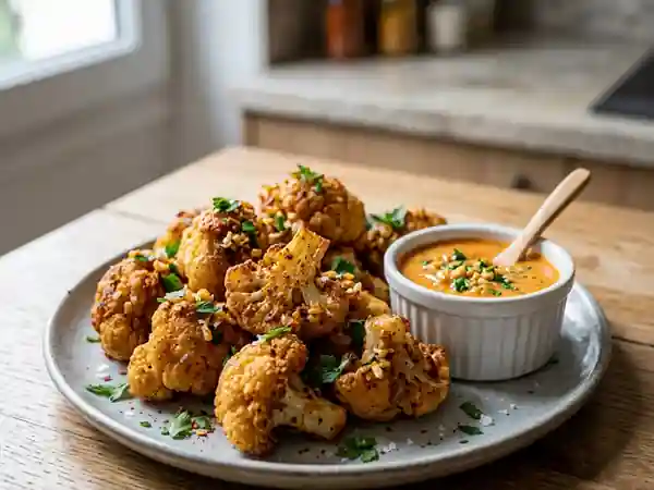 Chou-fleur frit croustillant ail et paprika - Photo de présentation