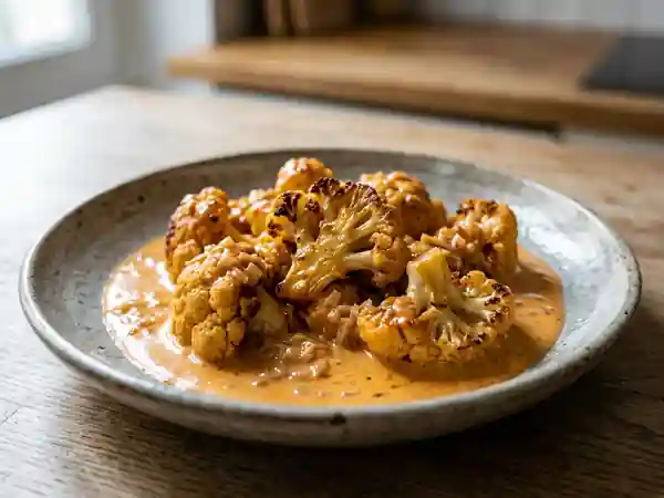 Chou-fleur rôti à la sauce échalote et paprika savoureuse - Photo de présentation