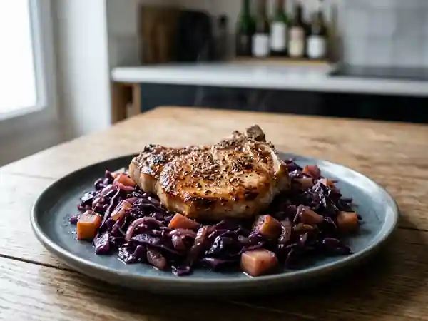Côte de Porc et Chou Rouge Fondant aux Pommes - Photo de présentation