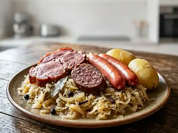 Choucroute alsacienne fondante au vin blanc - Photo de présentation