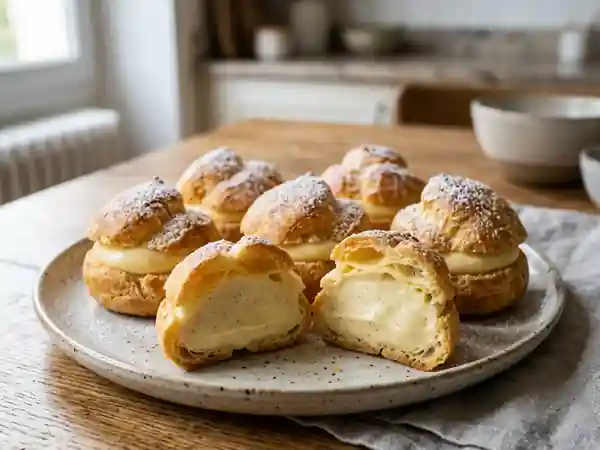 Petits choux craquants à la crème vanillée - Photo de présentation