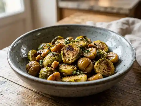Choux de Bruxelles rôtis et marrons au thym - Photo de présentation
