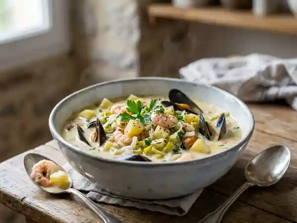 Chowder crémeux aux fruits de mer - Photo de présentation