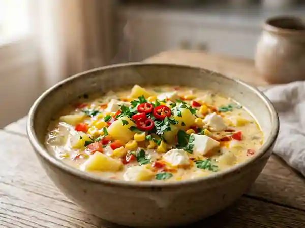 Chupe péruvien crémeux au piment et fromage - Photo de présentation