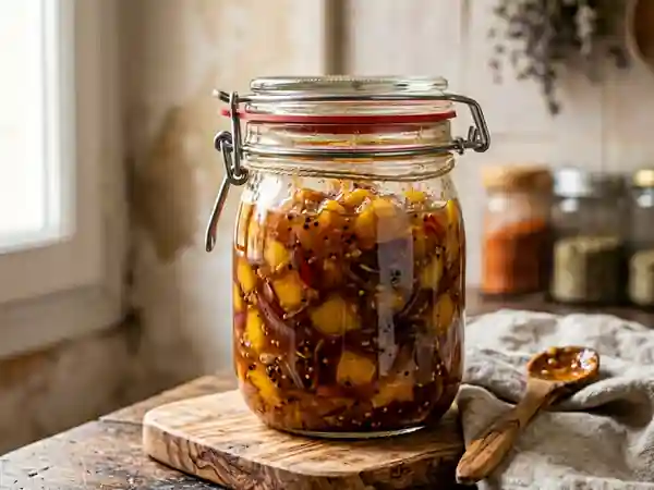 Chutney de pêche acidulé au gingembre - Photo de présentation