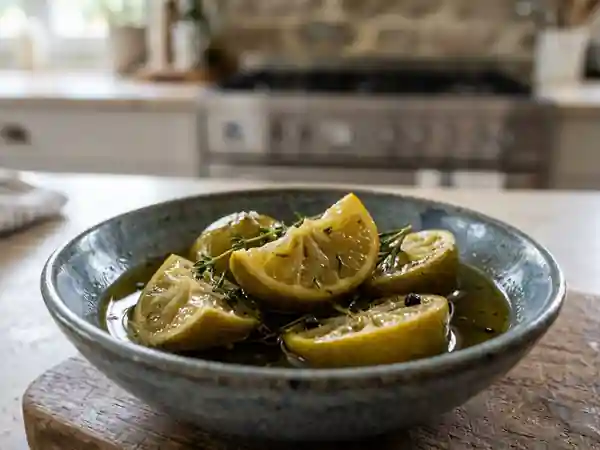 Citrons verts confits à l'huile d'olive maison : recette facile et savoureuse - Photo de présentation