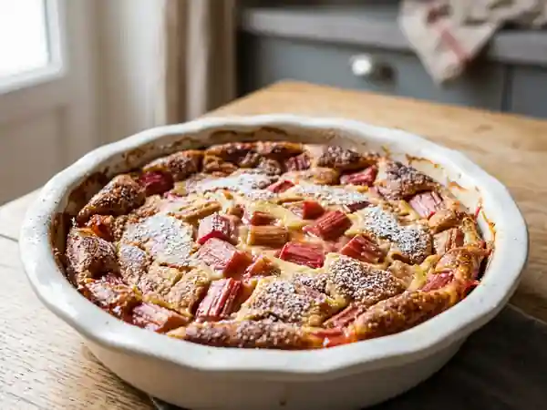 Clafoutis fondant à la rhubarbe acidulée - Photo de présentation