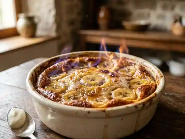 Clafoutis fondant aux bananes flambées - Photo de présentation