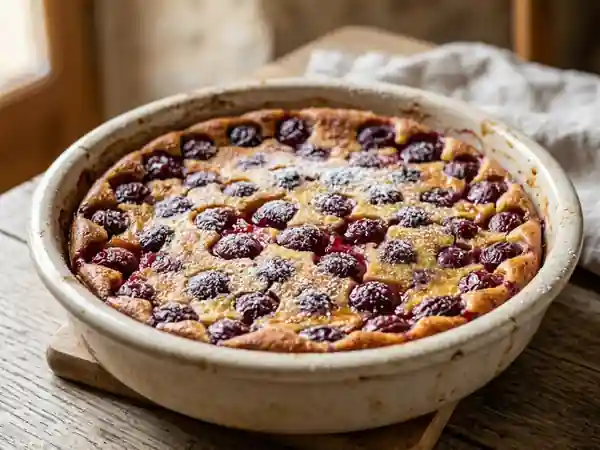 Clafoutis fondant aux cerises juteuses - Photo de présentation