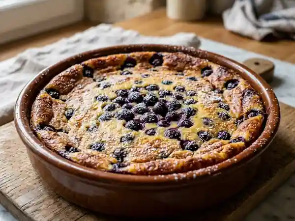 Clafoutis fondant aux myrtilles sauvages - Photo de présentation