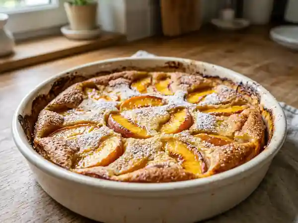 Clafoutis aux pêches onctueux et vanillé - Photo de présentation