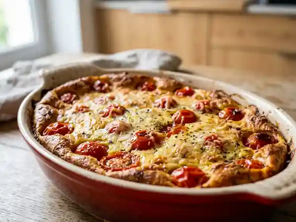 Clafoutis fondant aux tomates cerises et gruyère - Photo de présentation