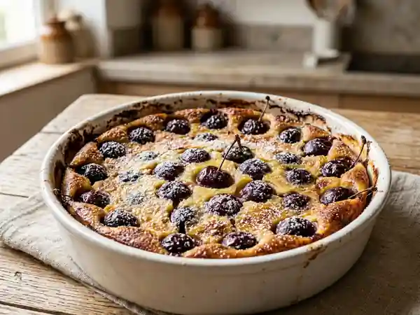 Clafoutis fondant aux cerises noires - Photo de présentation