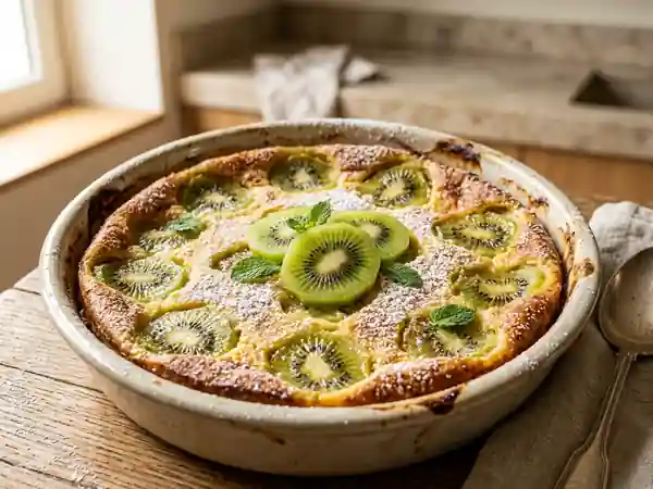 Clafoutis fondant aux kiwis : dessert fruité et léger - Photo de présentation