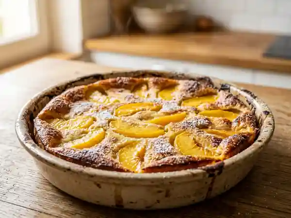 Clafoutis fondant aux pêches juteuses - Photo de présentation