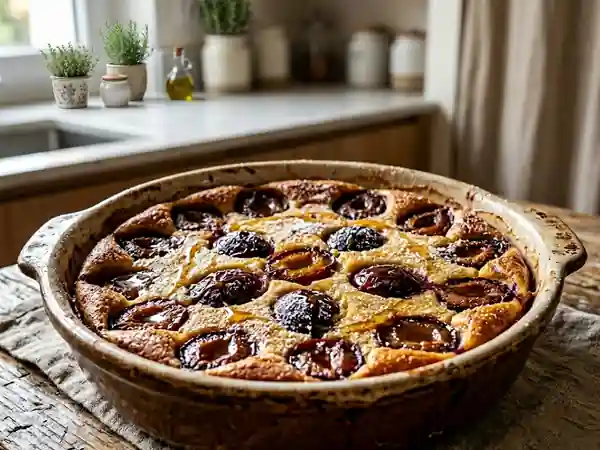 Clafoutis Fondant aux Prunes Noires et Miel - Photo de présentation