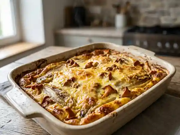 Clafoutis fondant d'endives aux girolles - Photo de présentation