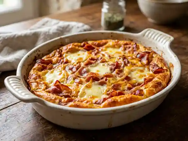 Clafoutis gourmand au jambon cru et mozzarella fondante - Photo de présentation