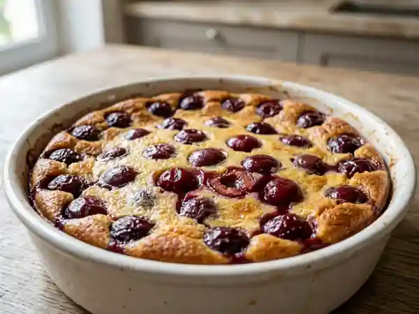 Clafoutis fondant cerise et fromage blanc - Photo de présentation
