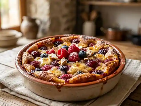 Clafoutis gourmand aux fruits rouges et nougat fondant - Photo de présentation