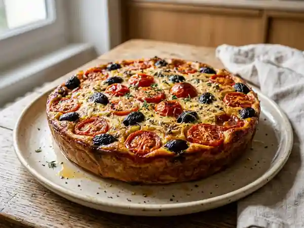 Clafoutis renversé aux tomates et olives noires : recette savoureuse et facile - Photo de présentation