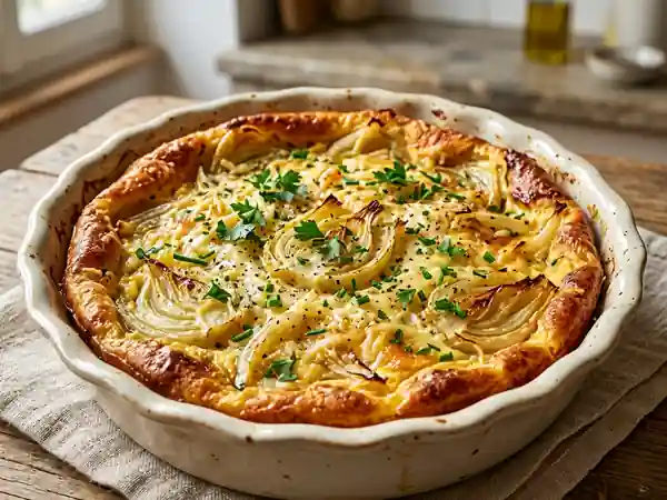 Clafoutis au fenouil fondant et herbes fraîches - Photo de présentation