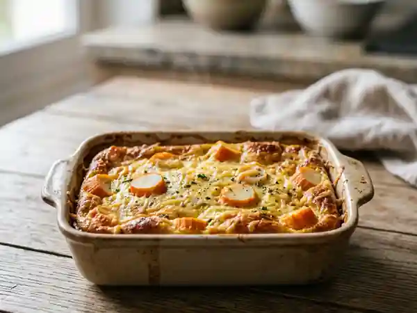 Clafoutis fondant au surimi et fromage - Photo de présentation
