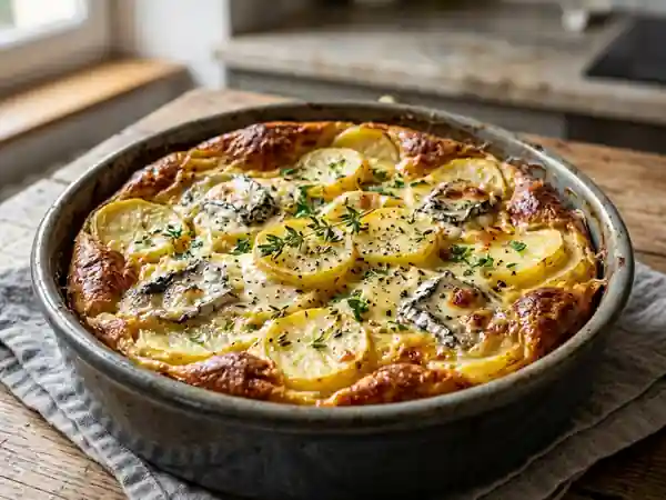 Clafoutis fondant pommes de terre et chèvre - Photo de présentation