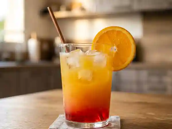 Cocktail du Coucher de Soleil : Boisson Fruitée et Rafraîchissante - Photo de présentation