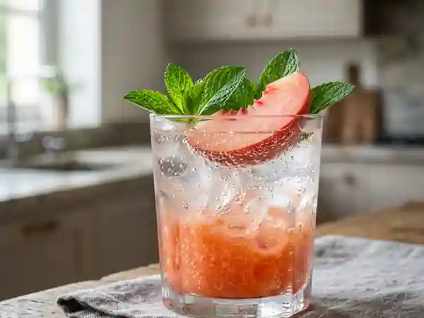 Cocktail rafraîchissant à la pêche rosée - Photo de présentation