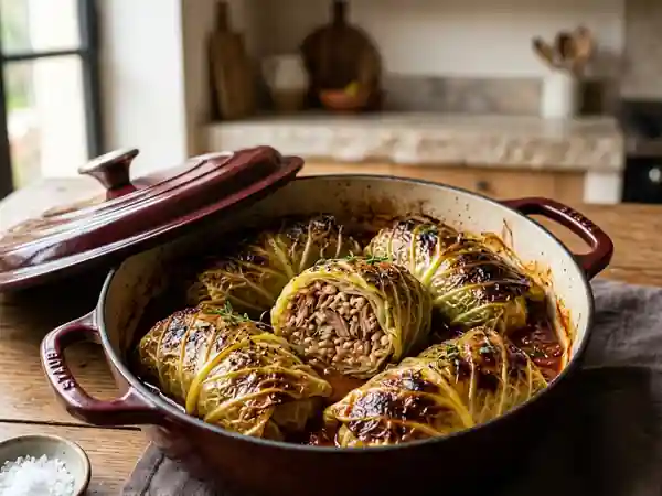 Cocotte de chou farci fondant et rustique - Photo de présentation