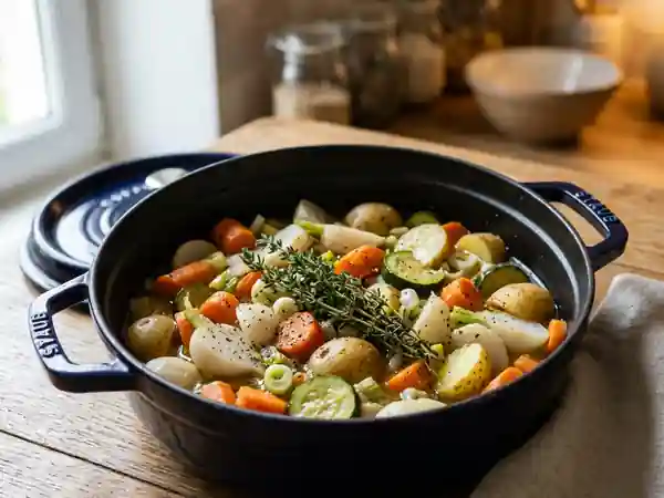 Cocotte de légumes nouveaux fondants au thym - Photo de présentation