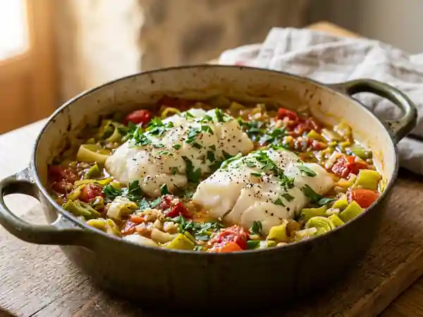 Cocotte de morue fondante aux poireaux - Photo de présentation